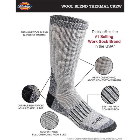 Men's Heavy Weight Wool Blend Thermal Crew Socks (2-Pack) - Picture 2 of 5